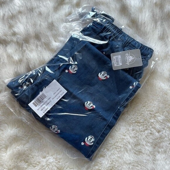 NWT Disney Mickey and Minnie Mouse Christmas Holiday Denim Jogger Jean Pants L - Picture 5 of 12